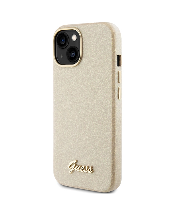 Guess GUHCP15SPGMCSD iPhone 15 6.1" złoty|light gold hardcase Glitter Glossy Script