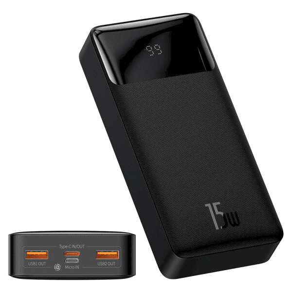 Baseus Bipow Digital Display Power bank 20000mAh 15W 2x USB / USB Type C / micro USB 20W Quick Charge AFC FCP black (PPDML-J01)