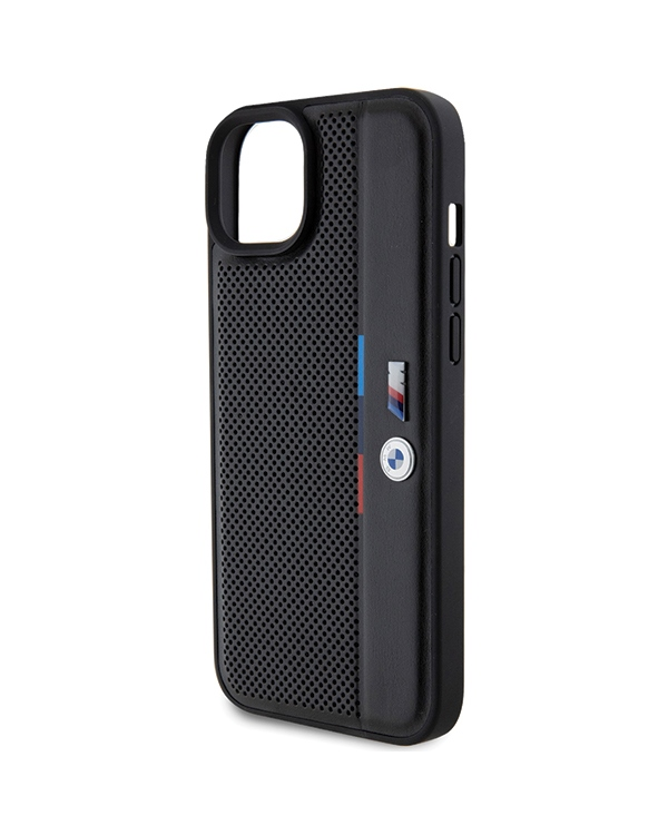 BMW BMHCP15S23PUPVK iPhone 15 | 14 | 13 6.1" czarny|black hardcase Perforated Tricolor Line