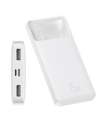 Baseus Bipow Digital Display Power bank 10000mAh 20W 2x USB / USB Type C / micro USB 15W white (PPDML-I02)