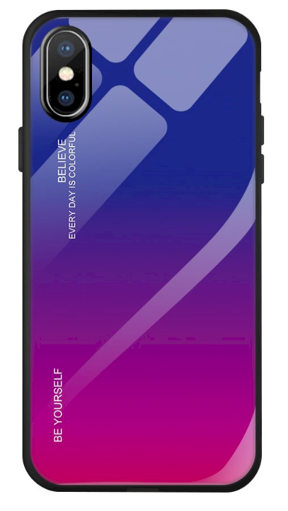 Fusion Gradient Glass Back Case Силиконовый чехол для Apple iPhone X / XS Синий - Фиолетовый