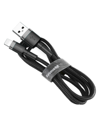 Baseus Cafule Cable Durable Nylon Braided Wire USB / Lightning QC3.0 2.4A 0,5M black-grey (CALKLF-AG1)