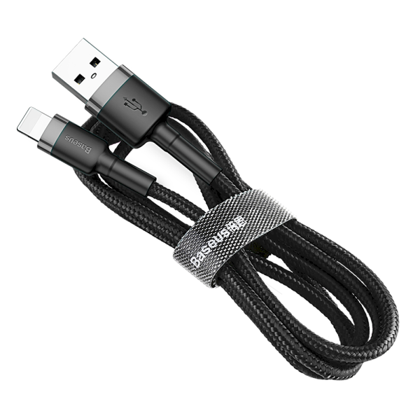 Baseus Cafule Cable Durable Nylon Braided Wire USB / Lightning QC3.0 2.4A 0,5M black-grey (CALKLF-AG1)