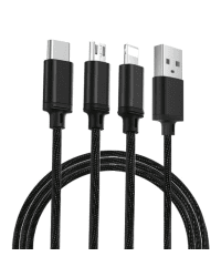 Remax Agile 3in1 RC-131th Nylon Braided USB - micro USB / Lightning / USB-C Cable 2.8A 1m black (PD-B31th black)