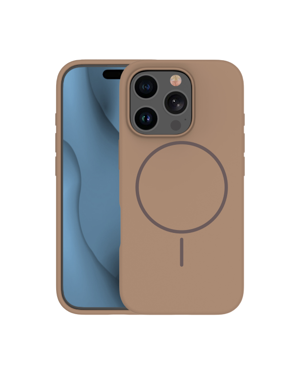 Силиконовый тонкий чехол Fusion Magsafe для iPhone 16 Pro коричневый