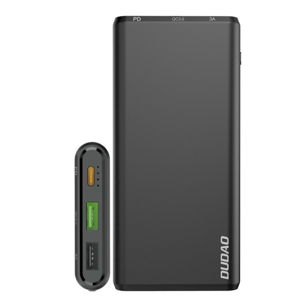 Dudao power bank 10000mAh 18W Quick Charge Power Delivery 2x USB / 1x USB Type C black (K12PQ_B)