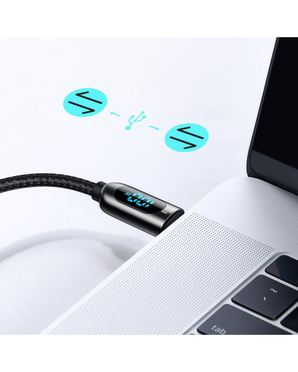Baseus USB Type C cable - USB Type C 100W (20V | 5A) Power Delivery with display screen power meter 2m black (CATSK-C01)