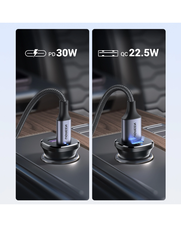 Автомобильное зарядное устройство Ugreen EC305 25845 USB-C USB-A 30W - черный