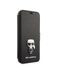 KLFLBKP12MIKMSBK Karl Lagerfeld Saffiano Iconic Book Case for iPhone 12/12 Pro 6.1 Black