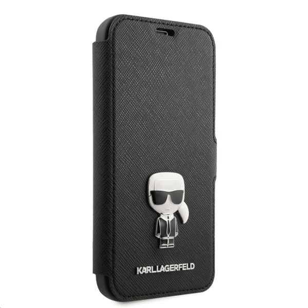 Обложка книги «KLFLBKP12MIKMSBK Karl Lagerfeld Saffiano Iconic Book Case for iPhone 12/12 Pro 6.1 Black»