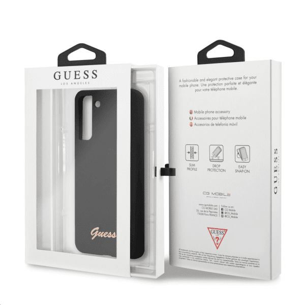 Обложка книги «GUHCS21MLSLMGBK Guess Silicone Metal Logo Script Cover for Samsung Galaxy S21+ Black»