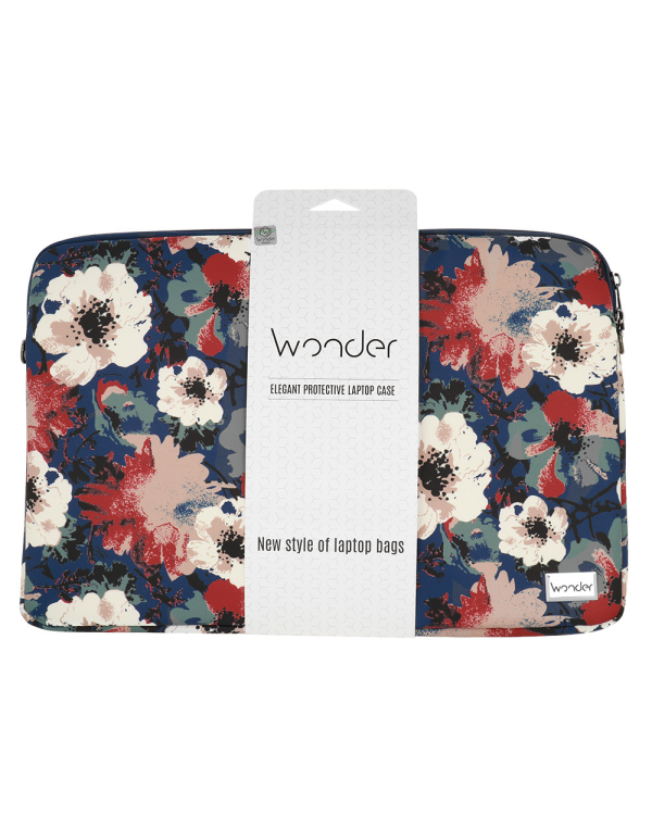 Wonder Sleeve Laptop 17 inches blue and camellias