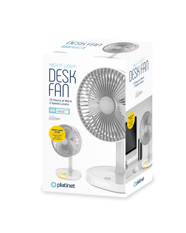 Platinet PRDF0326 вентилятор настольный 3000mAh белый