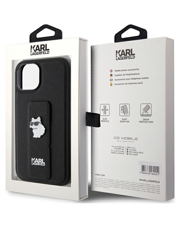 Karl Lagerfeld KLHCP15MGSACHPK iPhone 15 Plus | 14 Plus 6.7" |черный жесткий чехол Gripstand Saffiano Choupette Pins