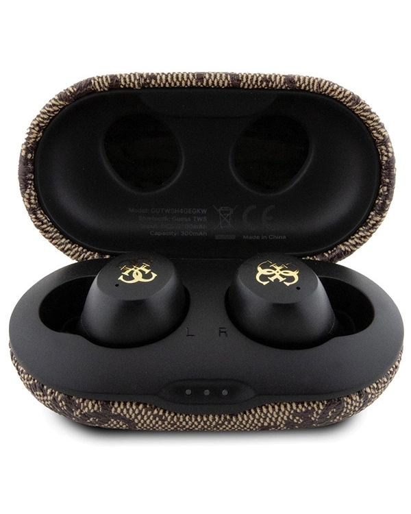 TWS Guess 4G Metal Bluetooth headphones with ENC docking station - brown