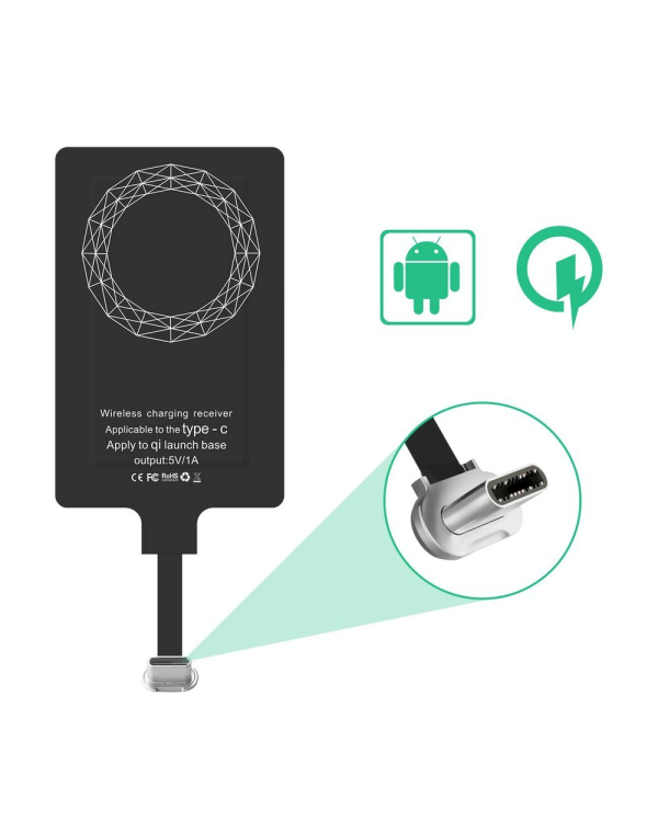 Дополнительное изображение книги «Choetech Adapter for Wireless Charging Qi USB Type C Induction Insert black (WP-TYPEC)»