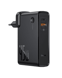 Baseus GaN fast wall charger PPS 45 W USB / USB Typ C Quick Charge 3.0 Power Delivery (gallium nitride) + USB Type C 1 m cable black (PPNLD-C01)