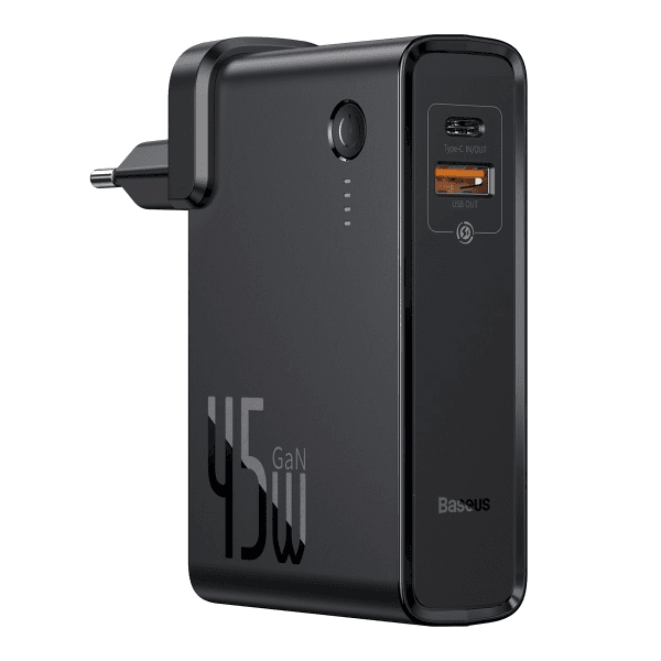 Baseus GaN fast wall charger PPS 45 W USB / USB Typ C Quick Charge 3.0 Power Delivery (gallium nitride) + USB Type C 1 m cable black (PPNLD-C01)