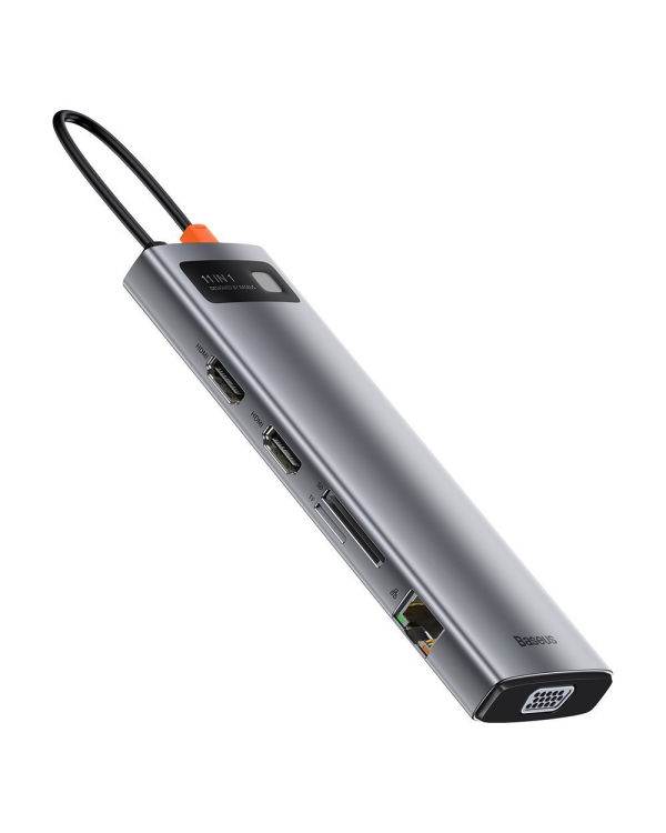 Дополнительное изображение книги «Концентратор 11in1 Baseus Metal Gleam Series, USB-C - 3x USB 3.0 + 2x HDMI + USB-C PD + Ethernet RJ45 + microSD|SD + VGA + AUX»