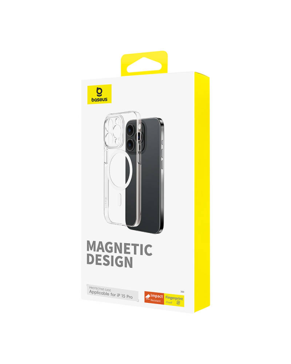 Magnetic Phone Case for iPhone 15 Pro Baseus OS-Lucent Series (Clear)