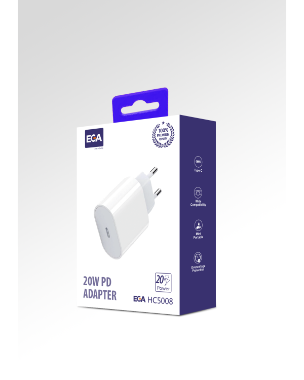 Зарядное устройство EGA HC5008 USB-C USB 5V | 3A | 20W белый