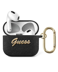 Guess GUA3SASMK AirPods 3 cover black|black Saffiano Script Metal Collection