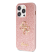 Guess PU Fixed Glitter 4G Metal Logo Case for iPhone 15 Pro Pink