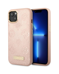 Guess GUHMP14SSAPSTP iPhone 14 6,1" розовый жесткий чехол Peony Logo Plate MagSafe