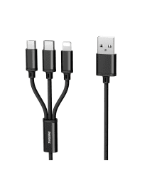 Remax Gition 3in1 RC-131th Nylon Braided USB - micro USB / Lightning / USB-C Cable 2.8A 1,15M black
