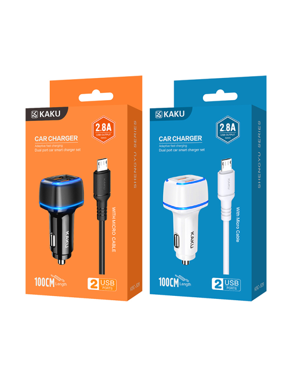Дополнительное изображение книги «KAKU Car Charger KSC-528 Shengyu - 2xUSB - 2,8A with USB to Micro USB black»