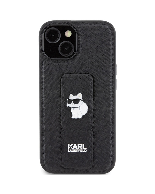 Karl Lagerfeld KLHCP15MGSACHPK iPhone 15 Plus | 14 Plus 6.7" |черный жесткий чехол Gripstand Saffiano Choupette Pins