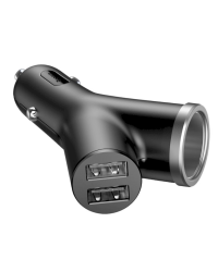 Baseus CCALL-YX01 Car Charger Y Type Dual USB + Extender Black (Damaged Package)