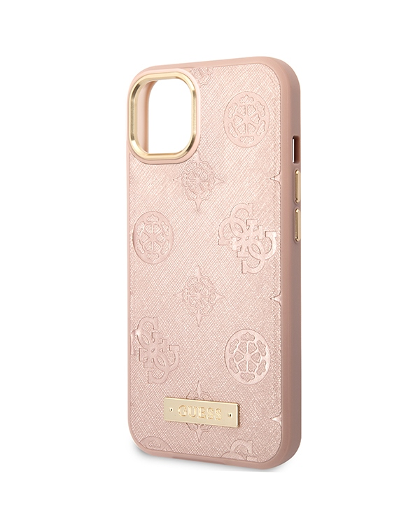Guess GUHMP14SSAPSTP iPhone 14 6,1" розовый жесткий чехол Peony Logo Plate MagSafe