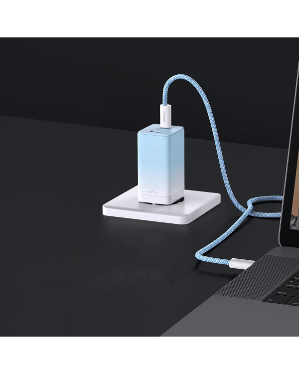 Baseus CCGP050103 DZ-HW Baseus GaN3 Pro Fast Charger 2C+U 65W EU Cloud Blue (With Dynamic Series Fast Charging Data Cable Type-C to Type-C 100W 1m Blue)