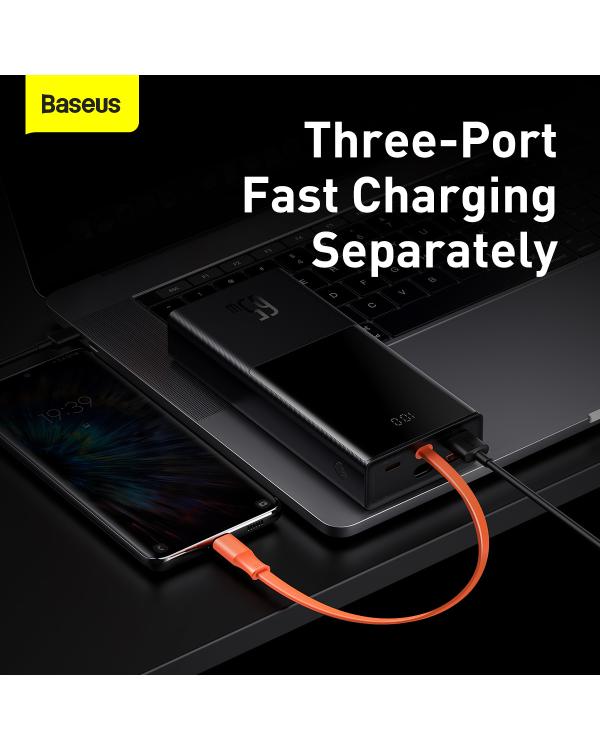 PowerBank Baseus 20000mAh, PD, 2xUSB + USB-C, USB-C cable, 65W