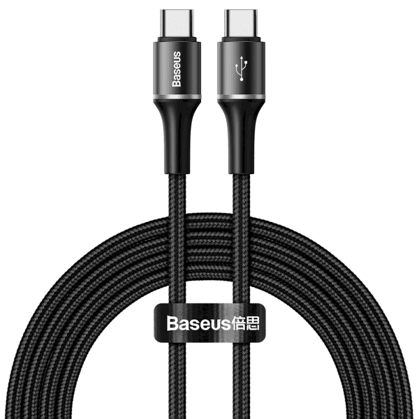 Baseus HALO USB-C -> USB-C Провод для Зарядки 60W / PD 2.0 / LED / 200 cm Черный