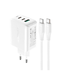 Acefast 2in1 charger 2x USB Type C / USB 65W, PD, QC 3.0, AFC, FCP (set with cable) white (A13 white)
