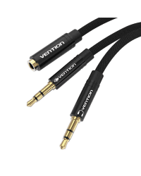 Audio cable 3.5mm female to 2x3.5mm male Vention BBLBF 1m (black)