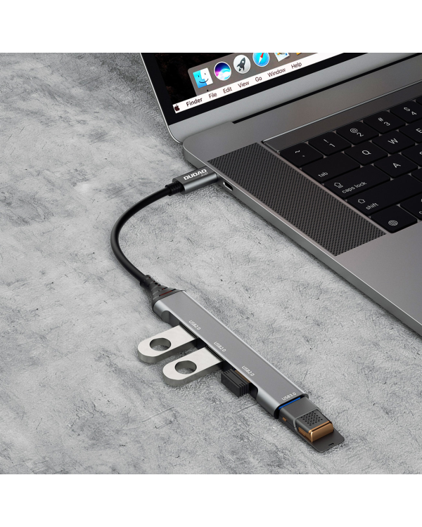 Dudao HUB 4in1 USB-C - 4x USB-A (3 x USB2.0 | USB3.0) 6.3cm black (A16T)
