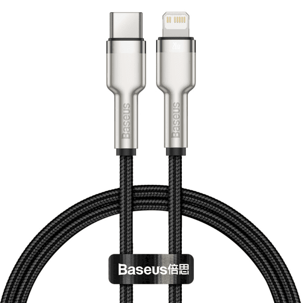 Baseus Cafule Series Metal Data USB Type C - Lightning Cable Power Delivery 20 W 0,25 m black (CATLJK-01)