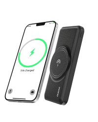 Dudao power bank 10000mAh 22.5W Power Delivery Quick Charge 2x USB / 1x USB Type C 15W Qi wireless charger for iPhone compatible with MagSafe black (K14Pro-black)