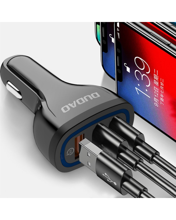 Dudao Car Charger Quick Charge Quick Charge 3.0 QC3.0 2.4A 18W 3x USB Black (R7S black)