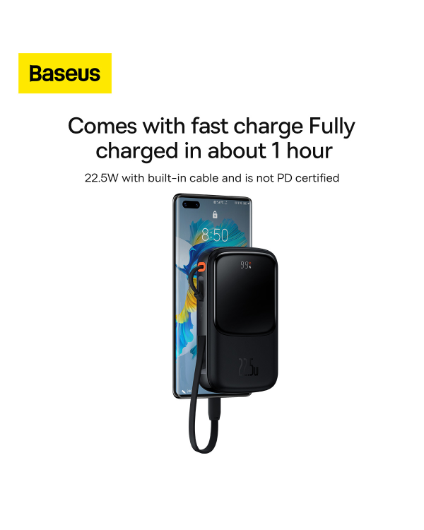 Powerbank Baseus Qpow PRO with cable, 10000mAh, 22.5W (Black)