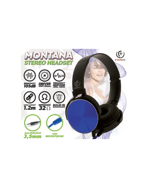 Проводные наушники Rebeltec Montana с микрофоном синие