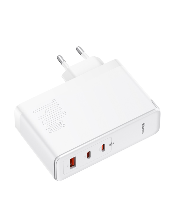 Baseus GaN5 Pro wall charger 2xUSB-C + USB, 140W (white)