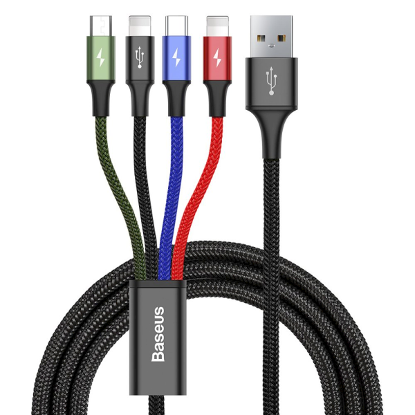 Baseus 2x Lightning / USB Type C / micro USB nylon braided cable 3.5A 1.2m black (CA1T4-A01)