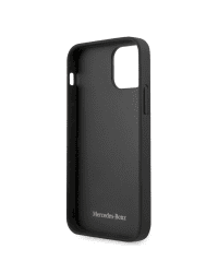 MEHCP12LMBLBK Mercedes Leather Meshed Effect Hard Case for iPhone 12 Pro Max 6.7 Black