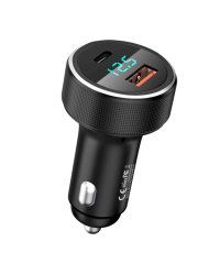 REMAX Salo dual port car charger USB / USB Type C 58.5W 4,5A  Power Deliver Quick Charge black (RCC215)