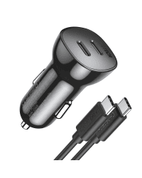 Choetech car charger 2x USB Type C Quick Charge Power Delivery 40W FCP AFC + USB Type C - USB Type C cable black (TC0008)