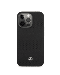 MEHCP13LDELBK Mercedes Genuine Leather Hard Case for iPhone 13 Pro Black